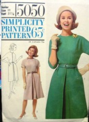 5050 SIMPLICITY 60s INVERT PLEAT FLARE DRESS PATTERN 11 31.5'',OR 14 34